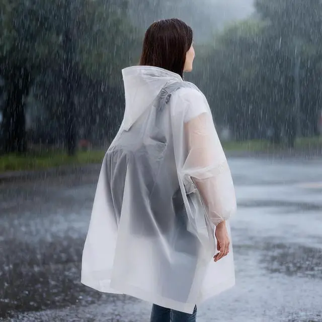 Alt view image 3 of 6 - Reusable Rain Ponchos,Waterproof For Adult 2 Packs - Emergency Poncho with Hood & Sleeves, Home Survival Kits (Black)