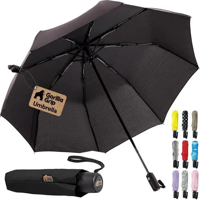 Main image of Compact Travel Size Umbrella for Rain, Stick Design Fits Backpack, Purse and Carry On, Lightweight Under 1lb, One Click Open and Close, Wind Resistant, Durable Waterproof Quick Dry, Black