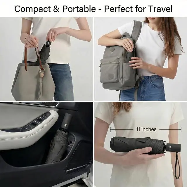 Alt view image 5 of 7 - Small Compact Travel Umbrella with UV Protection for Sun & Rain