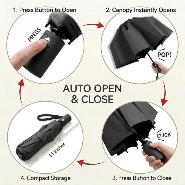 Alt view image 7 of 7 - Small Compact Travel Umbrella with UV Protection for Sun & Rain