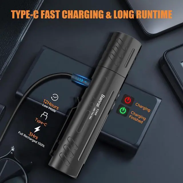 Alt view image 6 of 7 - Magnetic Small Flashlights High Lumens - Super Bright Powerful LED Tactical USB C Flashlight, 8 Modes, Dual Button Waterproof Pocket Flash Light for Emergency,Car,Stocking Stuffer for Men