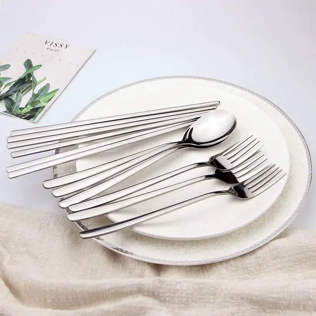 Alt view image 7 of 7 - Stainless Steel Chopsticks Forks and Spoons Flatware Set of 3