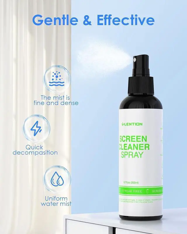 Alt view image 2 of 7 - Screen Cleaner Spray Kit 6.7oz Bottle with Microfiber Cloth & Brush