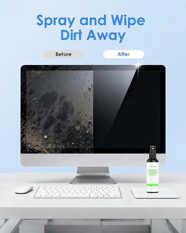Alt view image 4 of 7 - Screen Cleaner Spray Kit 6.7oz Bottle with Microfiber Cloth & Brush