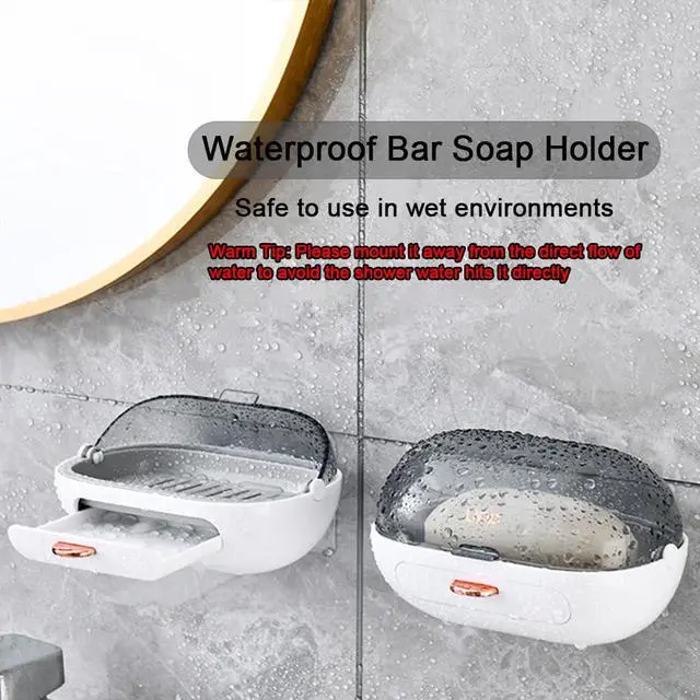 Alt view image 3 of 7 - 2 Pack Shower Soap Dish Holder with Lid, Bar Soap Container with Drain