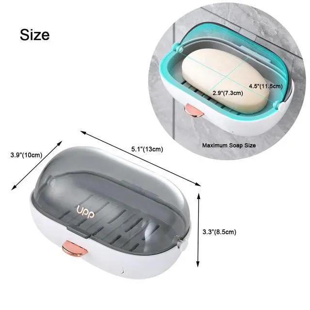 Alt view image 6 of 7 - 2 Pack Shower Soap Dish Holder with Lid, Bar Soap Container with Drain