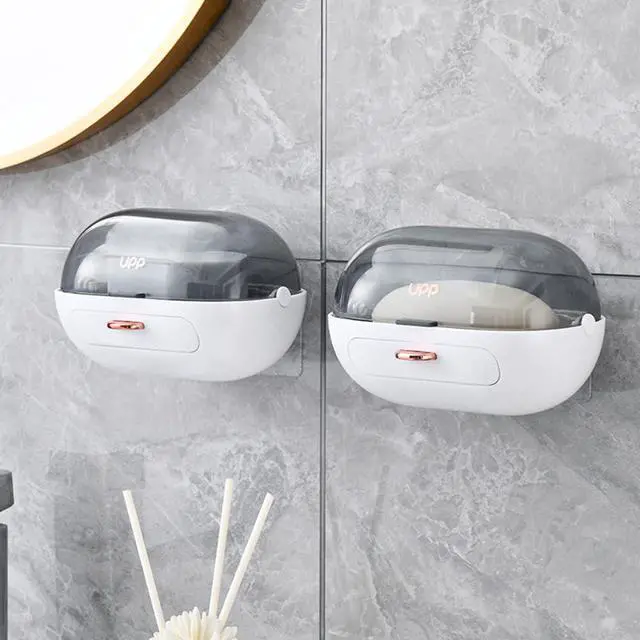 Alt view image 7 of 7 - 2 Pack Shower Soap Dish Holder with Lid, Bar Soap Container with Drain
