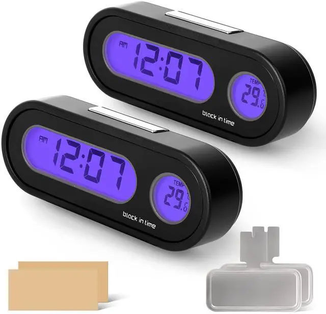 Main image of Digital Display of Vehicle Temperature and time, LCD Backlight, Dual Conversion Mode, Temperature Dashboard ClockPack of 2