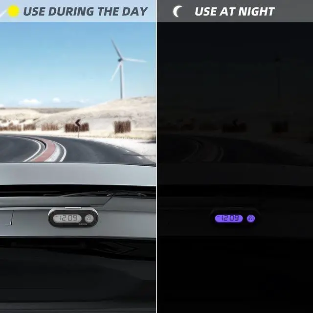 Alt view image 5 of 6 - Digital Display of Vehicle Temperature and time, LCD Backlight, Dual Conversion Mode, Temperature Dashboard ClockPack of 2