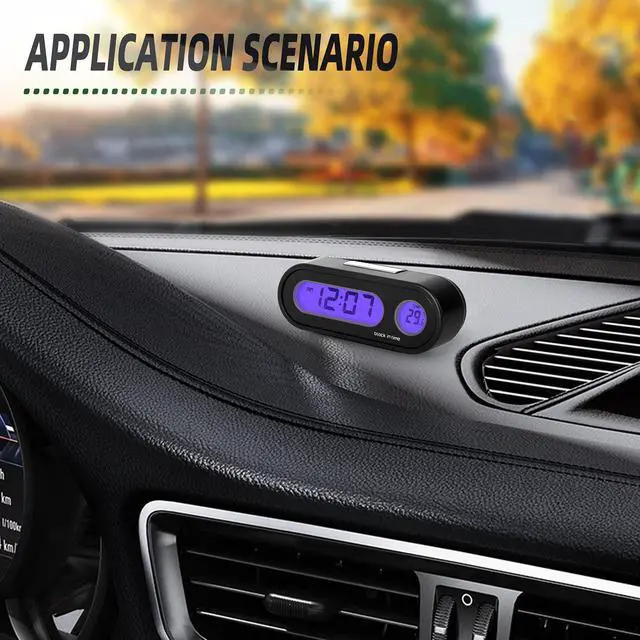 Alt view image 6 of 6 - Digital Display of Vehicle Temperature and time, LCD Backlight, Dual Conversion Mode, Temperature Dashboard ClockPack of 2