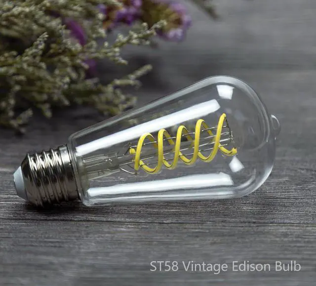 Alt view image 4 of 7 - 4Pack Dimmable LED Edison Bulbs,5000K Daylight White, 6W Equivalent to 60W Vintage Light Bulbs, Antique Flexible Spiral LED Filament Decorative Light Bulbs