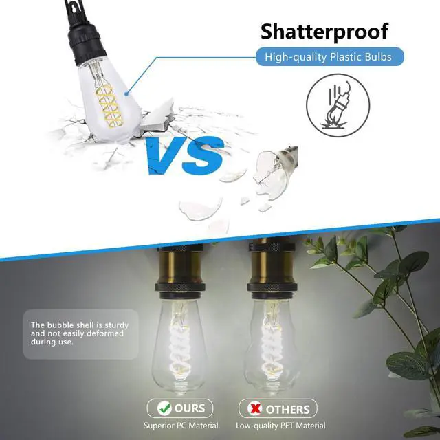 Alt view image 6 of 7 - 4Pack Dimmable LED Edison Bulbs,5000K Daylight White, 6W Equivalent to 60W Vintage Light Bulbs, Antique Flexible Spiral LED Filament Decorative Light Bulbs