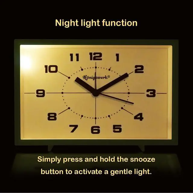 Alt view image 4 of 7 - Analog Alarm Clock, 6 inch Silent Non Ticking Small Clock with Night Light, Battery Operated Simply Design for Bedroom, Bedside, Living Room, Room Decor, Desk, Table (Green)