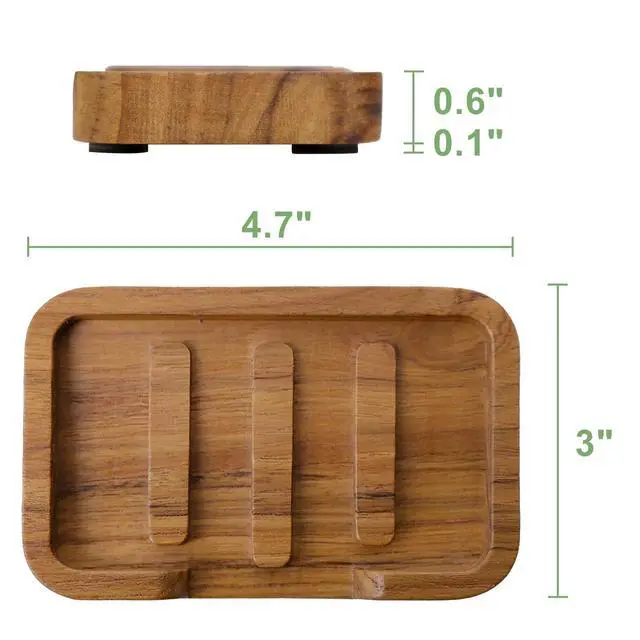 Alt view image 6 of 7 - 2 Pack Self Draining Soap Dish Teak Wood Keep Soap Dry