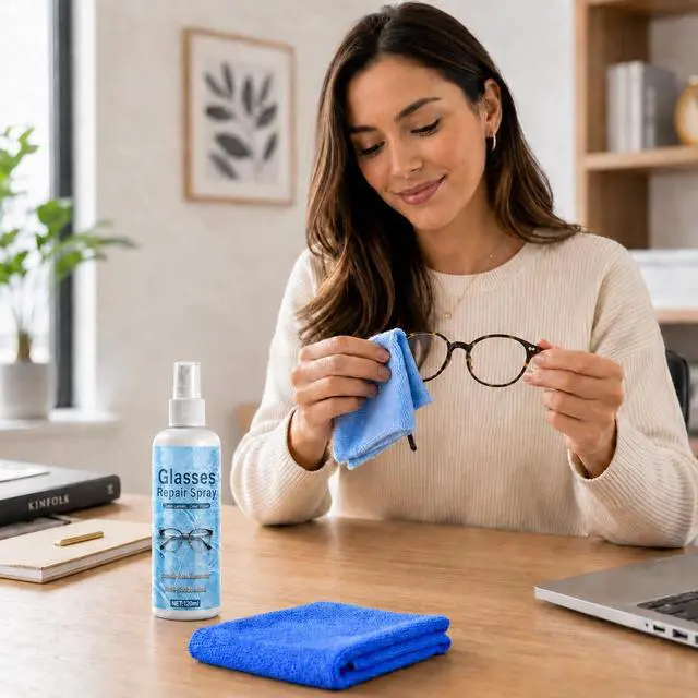 Alt view image 6 of 7 - 2PCS Eyeglass Scratch Remover, Eye Glass Cleaners Spray, Lens Scratch Remover for Eyeglasses & Sunglasses, Streak-Free Lens Cleaning Kit with Cloths