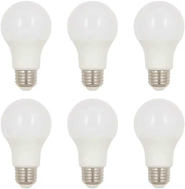 Main image of 5295020 9 Watt (60 Watt Equivalent) A19 Bright White LED Light Bulb, Medium Base, 6 Pack