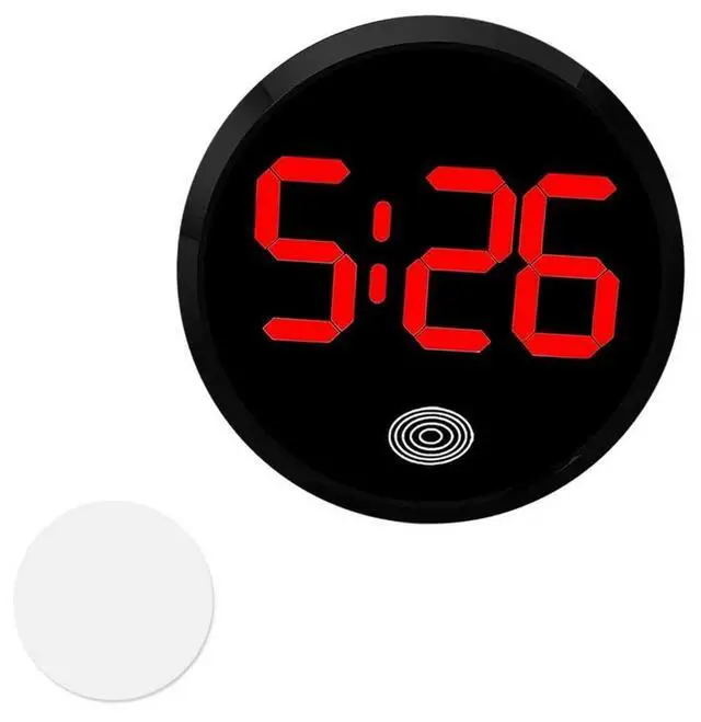Main image of Digital Dashboard Car Clock, Stick On LED Touch Activated Digital Display Clock, Alloy Luminous Interior Decorative Accessory, Universal for Most Cars, E-Bikes, Study Desks (Red)