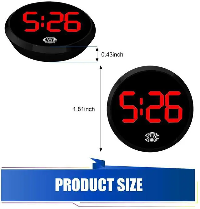 Alt view image 2 of 7 - Digital Dashboard Car Clock, Stick On LED Touch Activated Digital Display Clock, Alloy Luminous Interior Decorative Accessory, Universal for Most Cars, E-Bikes, Study Desks (Red)