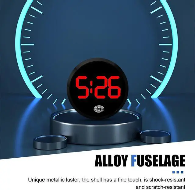 Alt view image 4 of 7 - Digital Dashboard Car Clock, Stick On LED Touch Activated Digital Display Clock, Alloy Luminous Interior Decorative Accessory, Universal for Most Cars, E-Bikes, Study Desks (Red)