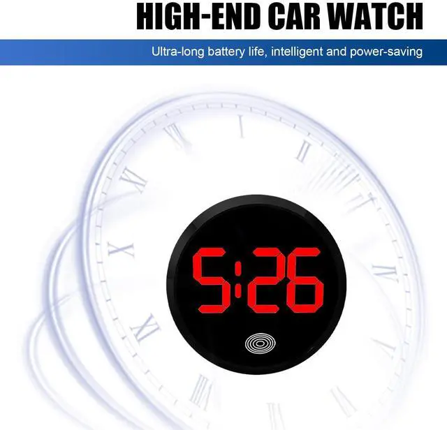 Alt view image 5 of 7 - Digital Dashboard Car Clock, Stick On LED Touch Activated Digital Display Clock, Alloy Luminous Interior Decorative Accessory, Universal for Most Cars, E-Bikes, Study Desks (Red)