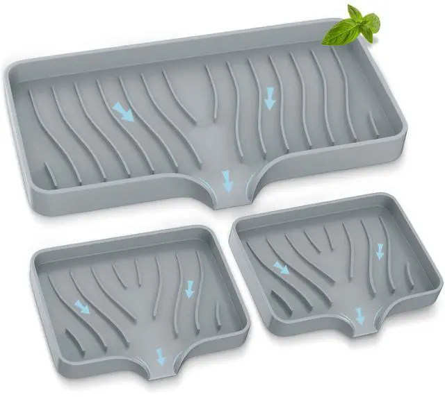Main image of Kitchen Sink Tray,Self Draining Kitchen Soap Tray Soap Holder Silicone Sponge Holder for Kitchen Sink,Kitchen Bathroom Sink Caddy Sink Organizer for Sponge,Soap Dispenser,Dish Scrubber,Palm Brush