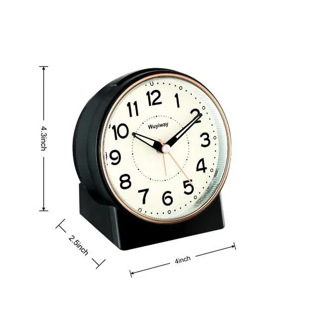 Alt view image 3 of 7 - 4" Battery Operated Retro Analog Alarm Clock,Vintage Decor for Bedroom, Nightstand, Bedside, Desk,Table,Easy Setup, Silent Non Ticking, Lighted on Demand and SnoozeBlack