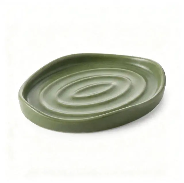 Main image of Soap Dish with Swirl Grooves, Easy to Clean Soap Holder, Soap Saver Tray for Bathroom, Kitchen & Shower (Green)