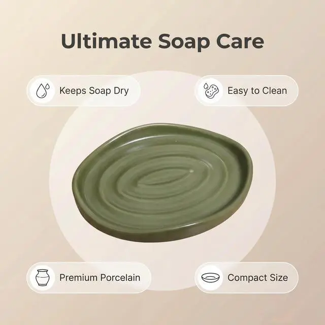 Alt view image 4 of 6 - Soap Dish with Swirl Grooves, Easy to Clean Soap Holder, Soap Saver Tray for Bathroom, Kitchen & Shower (Green)