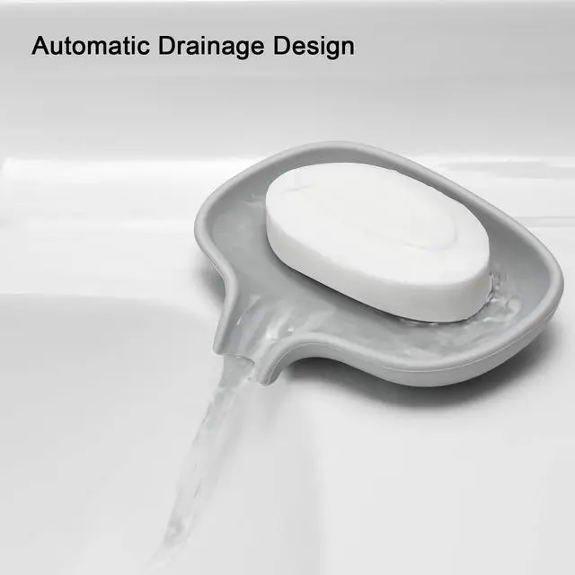 Alt view image 2 of 7 - Soap Dish for Bathroom,Bar Soap Holder for Shower,2 Pack Grey