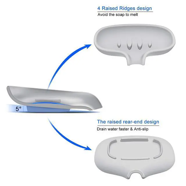Alt view image 3 of 7 - Soap Dish for Bathroom,Bar Soap Holder for Shower,2 Pack Grey