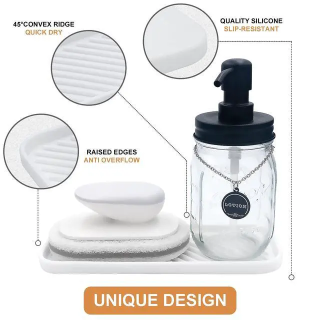 Alt view image 3 of 7 - Silicone Organizer Tray, Soap and Sponge Holder for Kitchen Sink, Bathroom - Storage Tray for Dish Brush, Soap Dispenser, Dishwashing Accessories- 2 Pack (White)
