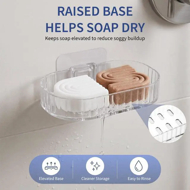 Alt view image 5 of 7 - Shower Caddy Compatible with Kitsch Shampoo Self-Draining Shampoo Bar Holder & Shower Shelves for Conditioner Bars & Soap Wall Mount or Free-Standing Organizer (2 Pack)