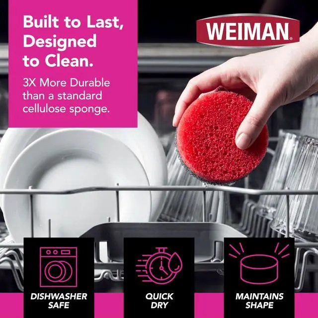Alt view image 4 of 7 - Multi-Surface Dual Action Sponges, Non-Scratch Scrub & Shine for Dishes, Cooktops, Stainless Steel, Glass, Granite, & More - Durable Kitchen Cleaning Sponges, 4 Sponges