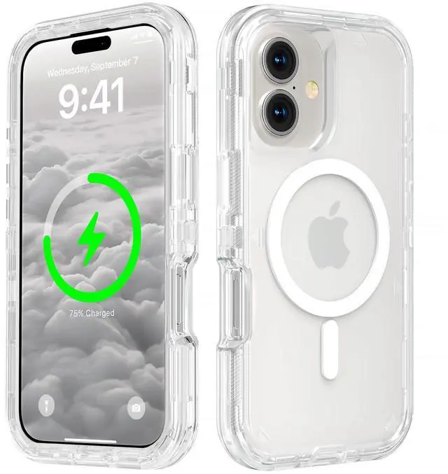 Main image of for iPhone 16 Case, Compatible with MagSafe, Durable Dual Layer Transparent Magnetic Phone Cases, Heavy Duty Shockproof and Anti-Drop Protective Cover for iPhone 16, 6.1'', Clear