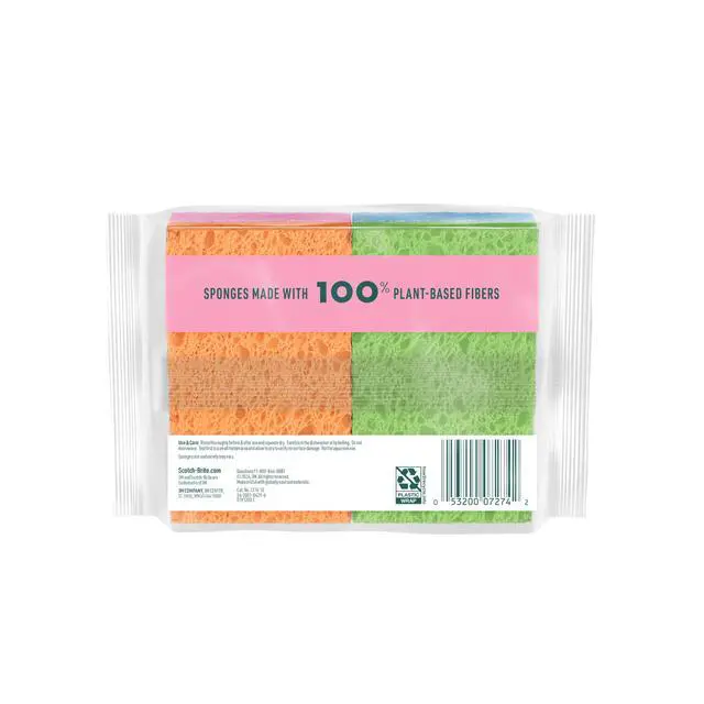 Alt view image 5 of 7 - Multi-Purpose Kitchen Sponges, 16 Total (4 Packs of 4), Highly Absorbent Non-Scratch Dish Sponges, Plant-Based Fibers, Dishwasher-Safe, Americas #1 Sponge Brand