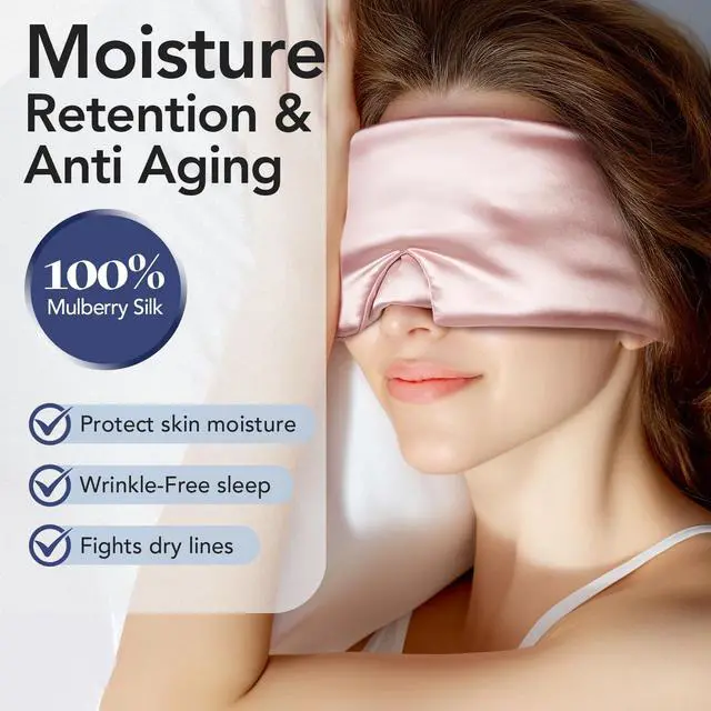 Alt view image 2 of 7 - Silk Sleep Mask for Side Sleeper, Travel, Airplane, Office, Pink