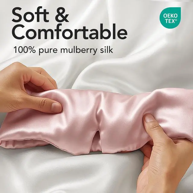 Alt view image 3 of 7 - Silk Sleep Mask for Side Sleeper, Travel, Airplane, Office, Pink