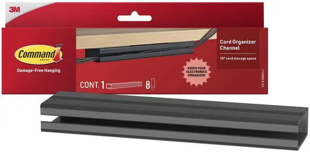 Main image of Cord Organizer Channel, Black, 1 Channel, 8 Large Strips