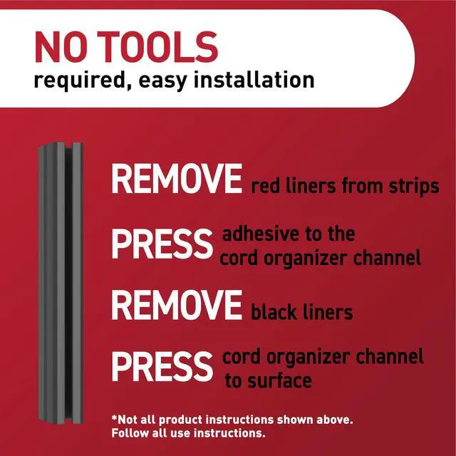 Alt view image 7 of 7 - Cord Organizer Channel, Black, 1 Channel, 8 Large Strips