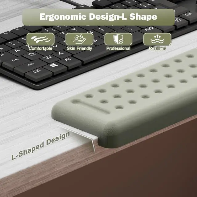 Alt view image 2 of 7 - L-Shaped Desk Elbow Pads for Desk, Grey Memory Foam Arm Rest