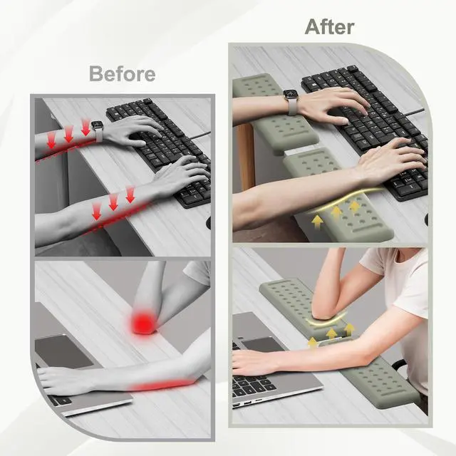 Alt view image 3 of 7 - L-Shaped Desk Elbow Pads for Desk, Grey Memory Foam Arm Rest