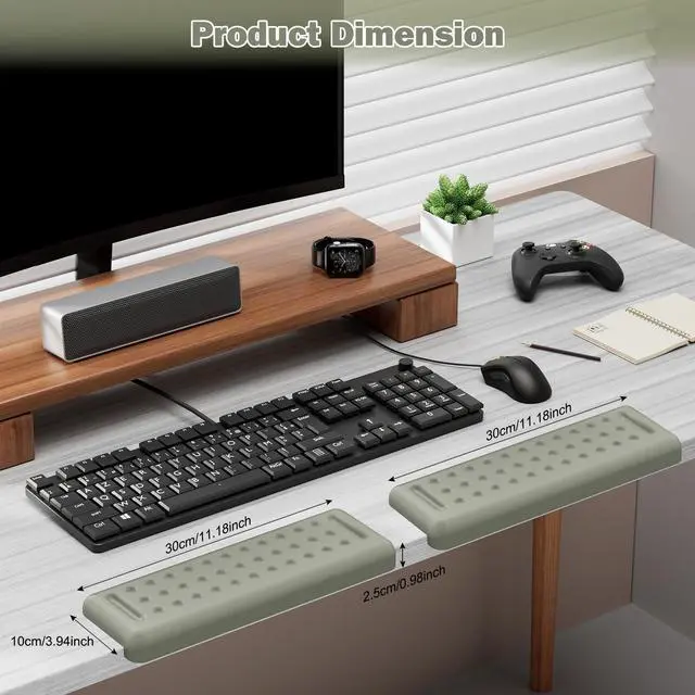 Alt view image 6 of 7 - L-Shaped Desk Elbow Pads for Desk, Grey Memory Foam Arm Rest