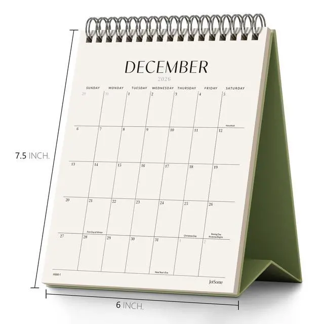 Alt view image 2 of 7 - Desk Calendar 2026-2027, Small Standing Flip Desktop Calendar