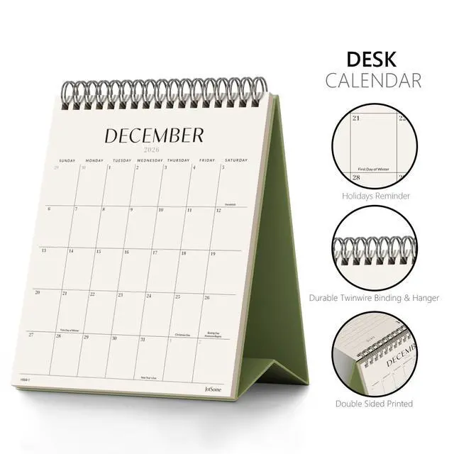 Alt view image 3 of 7 - Desk Calendar 2026-2027, Small Standing Flip Desktop Calendar