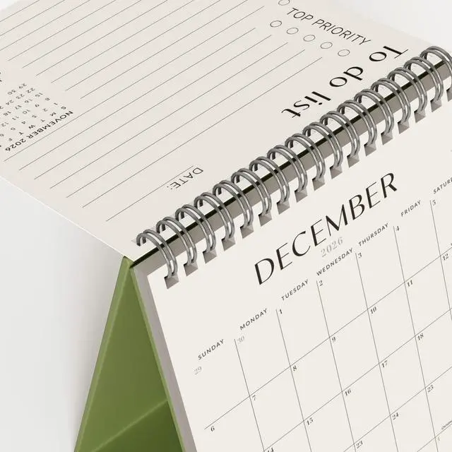Alt view image 5 of 7 - Desk Calendar 2026-2027, Small Standing Flip Desktop Calendar