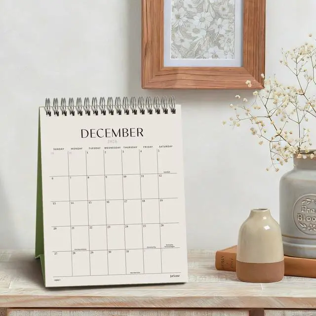 Alt view image 6 of 7 - Desk Calendar 2026-2027, Small Standing Flip Desktop Calendar