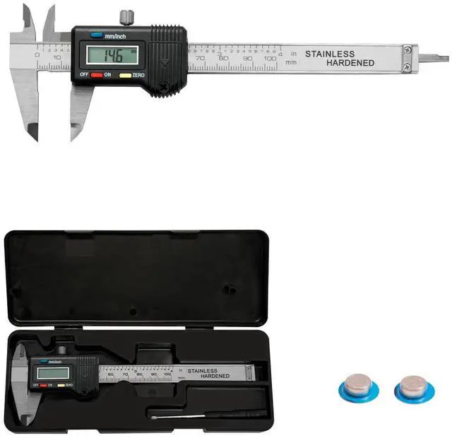 Main image of Digital Caliper 0-4" Measuring Tool with Metal Ruler, Micrometer Caliper with Auto-Off Feature, Interchangeable Between inches and millimeters for DIY/Household and 3D Printing, Black