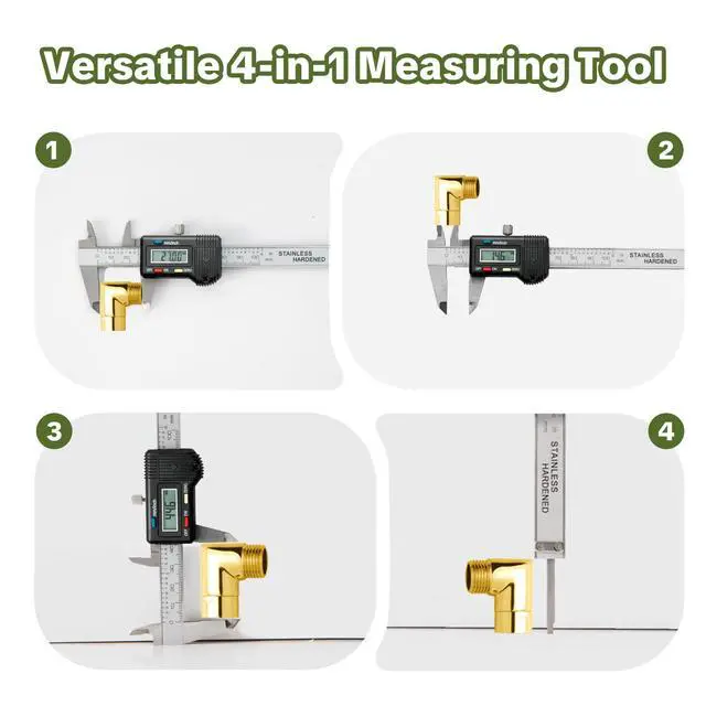 Alt view image 5 of 7 - Digital Caliper 0-4" Measuring Tool with Metal Ruler, Micrometer Caliper with Auto-Off Feature, Interchangeable Between inches and millimeters for DIY/Household and 3D Printing, Black