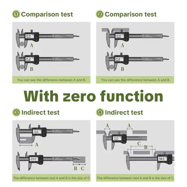 Alt view image 6 of 7 - Digital Caliper 0-4" Measuring Tool with Metal Ruler, Micrometer Caliper with Auto-Off Feature, Interchangeable Between inches and millimeters for DIY/Household and 3D Printing, Black