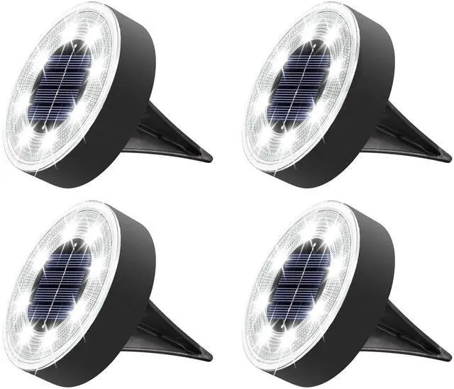 Main image of Solar Ground Lights Outdoor Waterproof, 4 Pack 8 LED, White